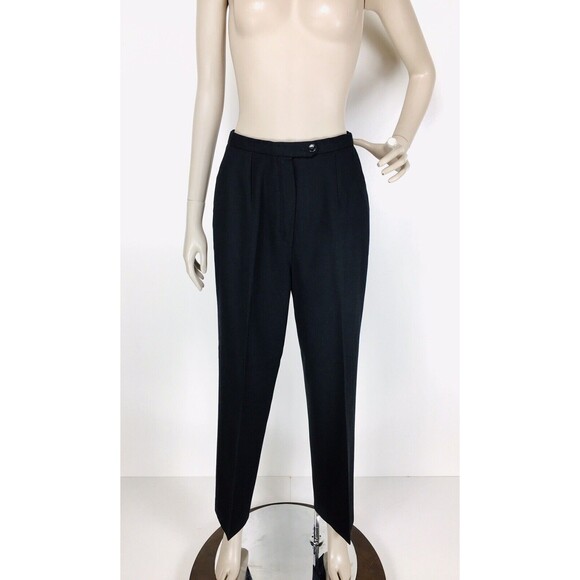 Vintage 70s York Yair Black Wool High Waist Pleated Trouser Pants - Picture 9 of 11